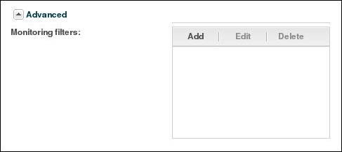 This screen capture shows the Monitoring Filters dialog that the system displays after you click Add in the SIP monitoring dialog.