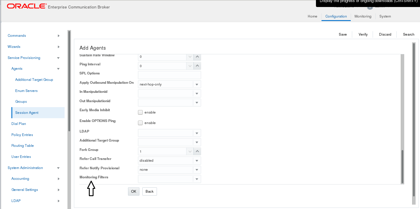 This screen capture shows the Monitoring Filters dialog that the system displays after you click Add in the SIP monitoring dialog.