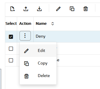 This screen capture shows the right-click menu for the edit, copy, and delete operations.