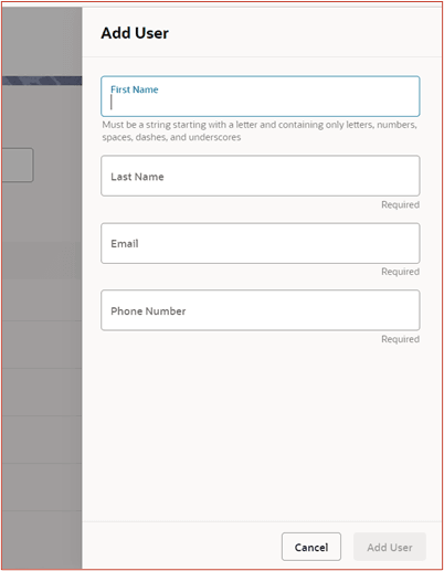 Add user screen on the GUI
