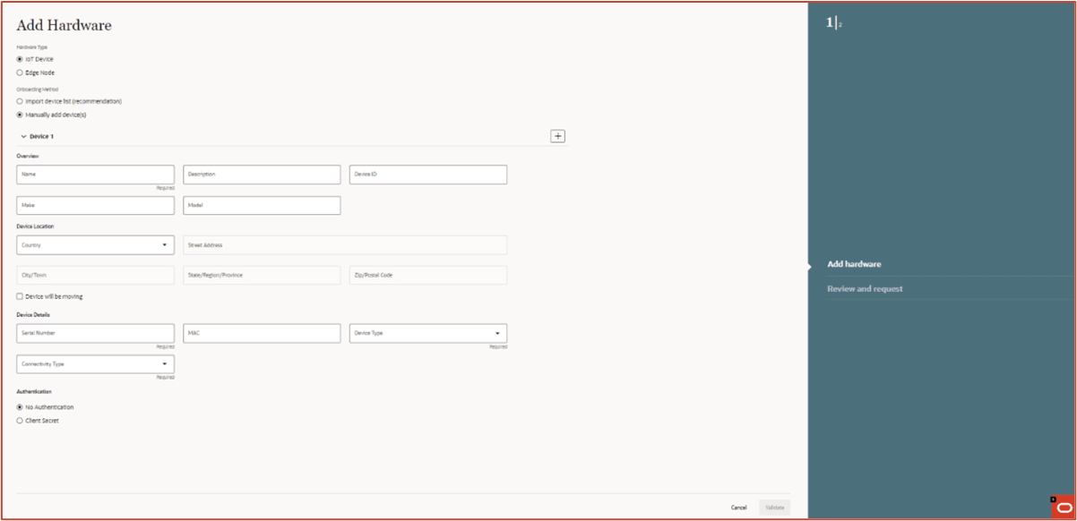 Device Onboarding - No Authentication screen