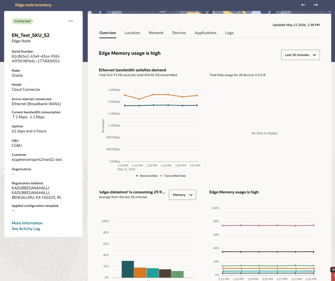 This screenshot shows an example of the Edge Nodes Inventory Details page.
