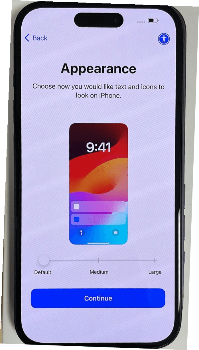 Set Appearance screen Set Appearance screen