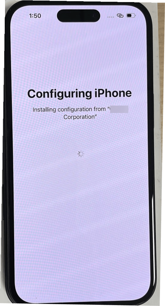 Configuring iPhone screen will display Configuring iPhone screen will display