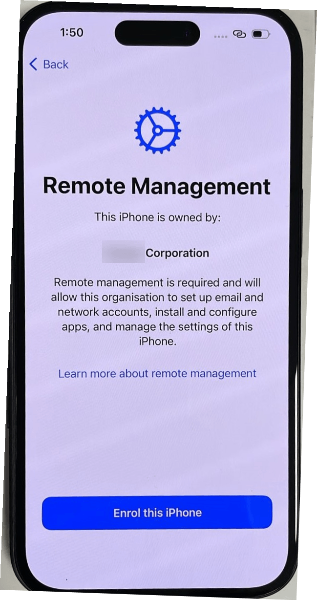 Remote Management screen Remote Management screen