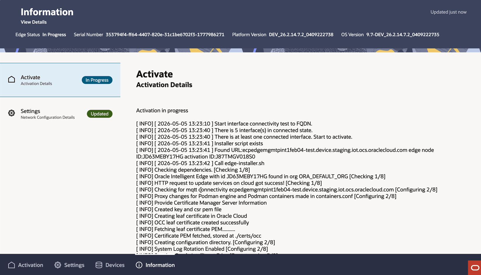 Image of Information Screen