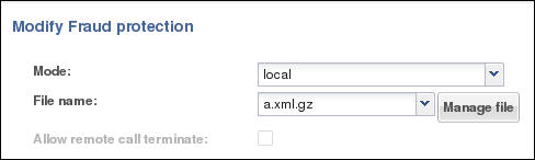 This image is a screen capture of the fraud protection file activation dialog. Here can choose the mode that identifies the location of the file and you enter or select the file name. You can click the "Manage File" button in this dialog to go directly to the file management page. This image is a screen capture of the fraud protection file activation dialog. Here can choose the mode that identifies the location of the file and you enter or select the file name. You can click the "Manage File" button in this dialog to go directly to the file management page.