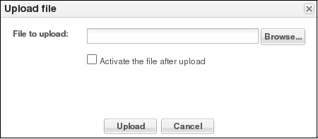 This image is a screen capture of the fraud protection file upload dialog. You enter a file name or browse to the file lcoation. The dialog displays a check box that you can select if you want to activate the file after the upload. This image is a screen capture of the fraud protection file upload dialog. You enter a file name or browse to the file lcoation. The dialog displays a check box that you can select if you want to activate the file after the upload.
