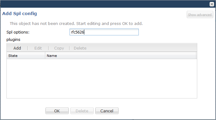 This screenshot shows the Web GUI's spl-config dialog box. This screenshot shows the Web GUI's spl-config dialog box.