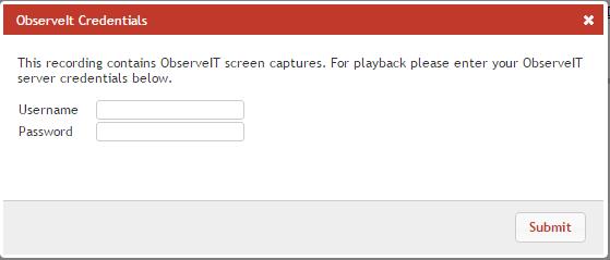 This screenshot shows the ObserveIT login screen. This screenshot shows the ObserveIT login screen.