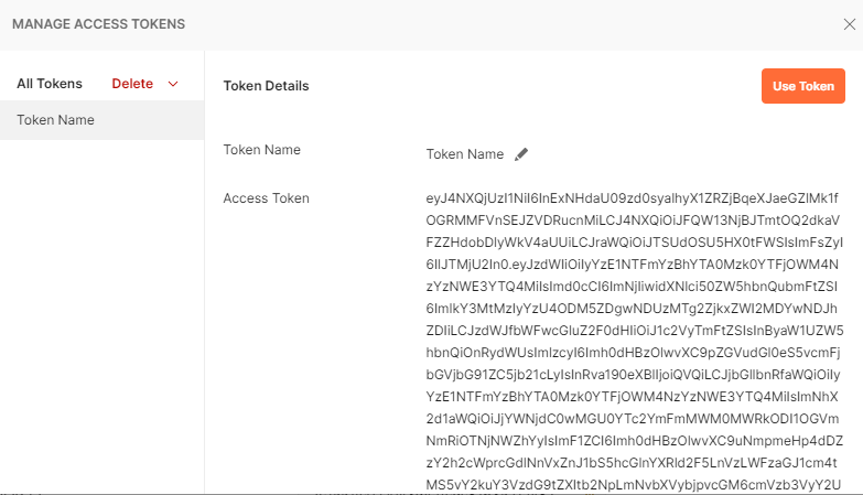 Manage access token window