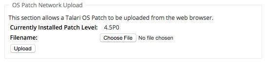 Image showing the OS patch network upload screen.