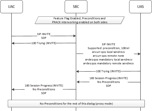 The SBC supporting preconditions from a network with support to a network with support The SBC supporting preconditions from a network with support to a network with support
