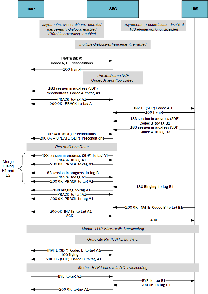 This call flow depicts the SBC static dynamic preconditions with Trfo in conjunction with MED. This call flow depicts the SBC static dynamic preconditions with Trfo in conjunction with MED.