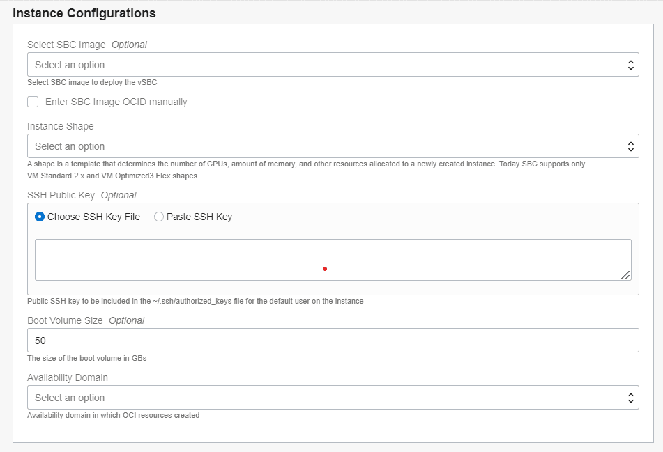 SBC Instance Configuration SBC Instance Configuration