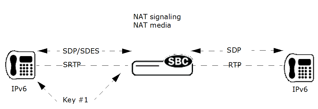 This image shows the SRTP IPv6 endpoints with RTP (unencrypted) IPv6 endpoints. This image shows the SRTP IPv6 endpoints with RTP (unencrypted) IPv6 endpoints.