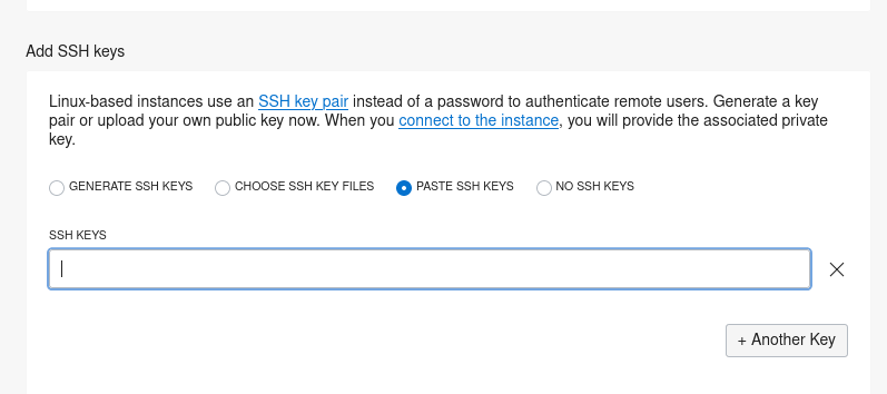 Add SSH Keys dialog Add SSH Keys dialog