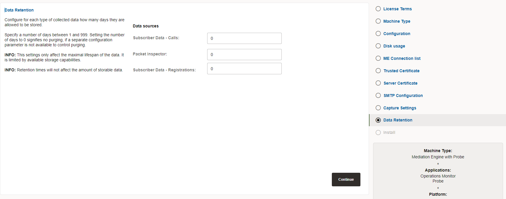 Data Retention page Data Retention page