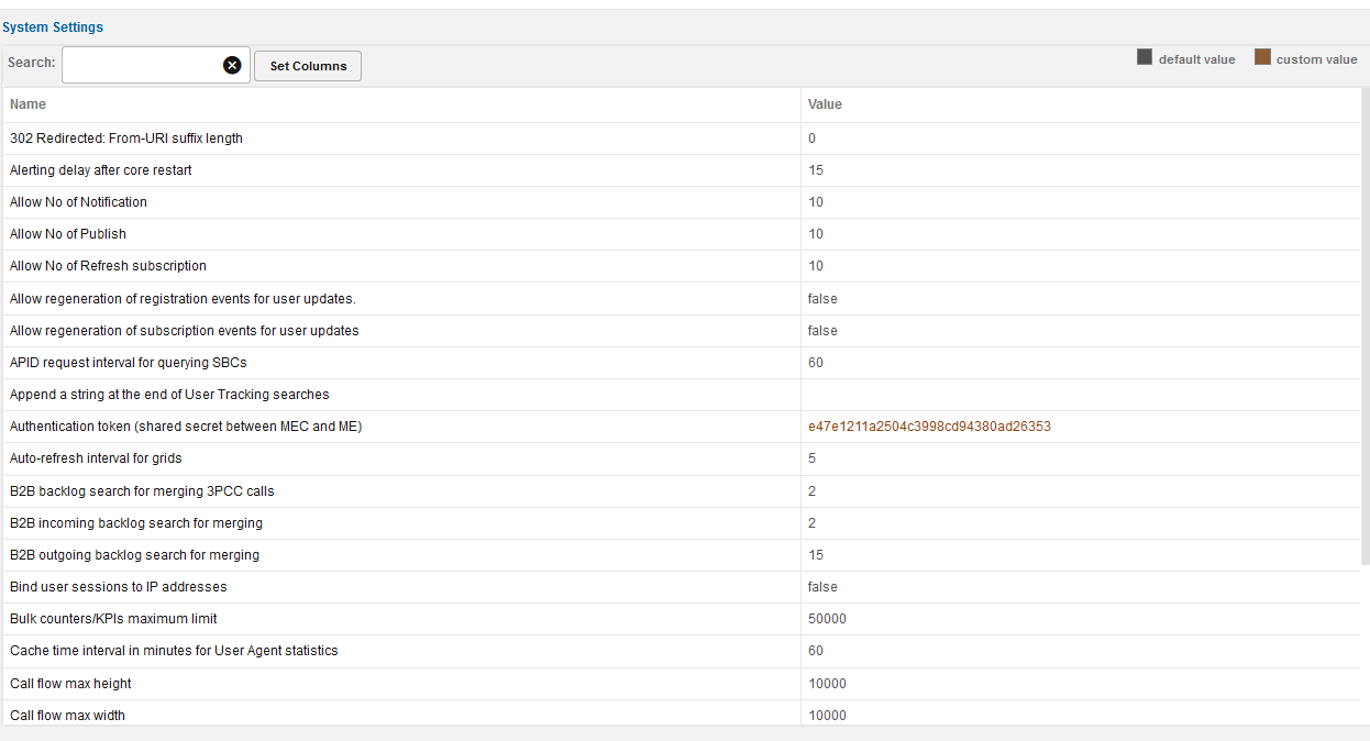 System Settings page System Settings page