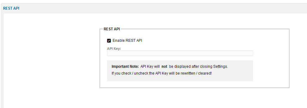 Enabling the REST API Enabling the REST API