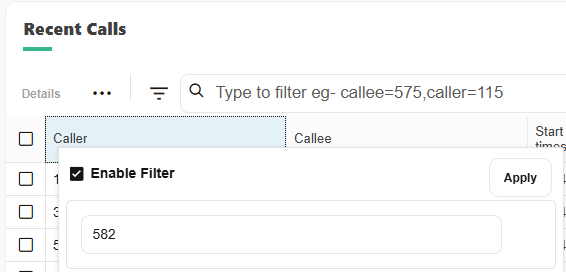 Creating a Filter - Column Header