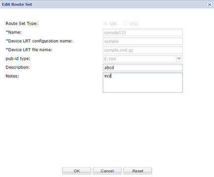 Edit Rout Set dialog box Edit Rout Set dialog box