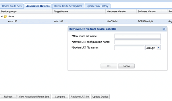 Retrieve LRT file from <device name> dialog box Retrieve LRT file from <device name> dialog box