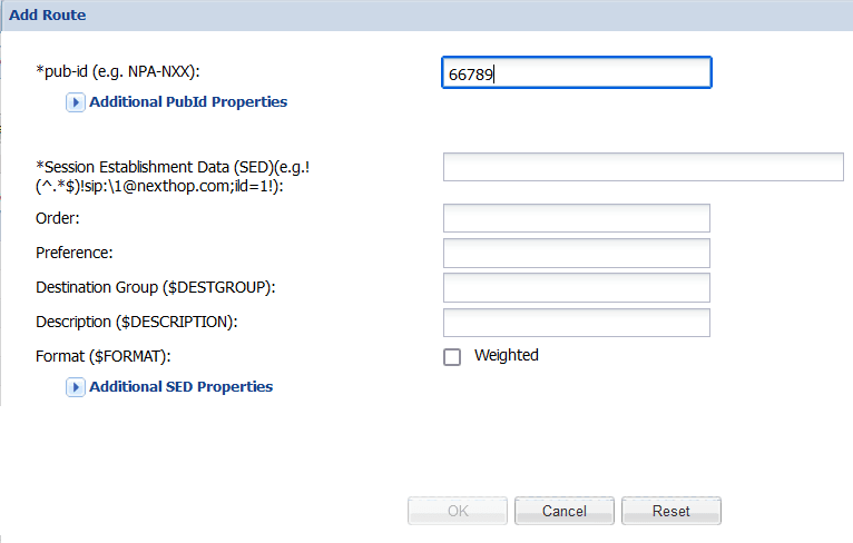 Add Route dialog box Add Route dialog box