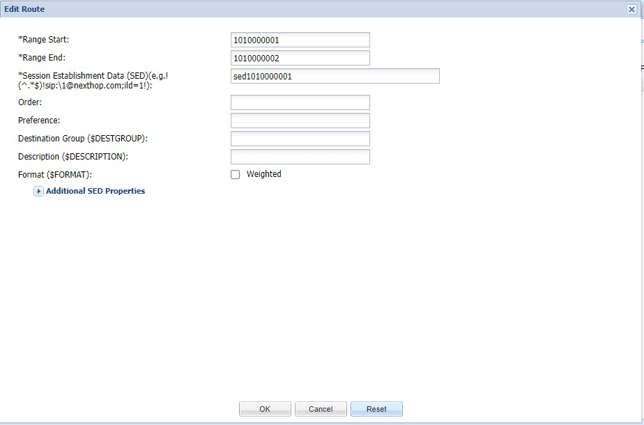 Edit route dialog box with Range as Pub-id Type Edit route dialog box with Range as Pub-id Type