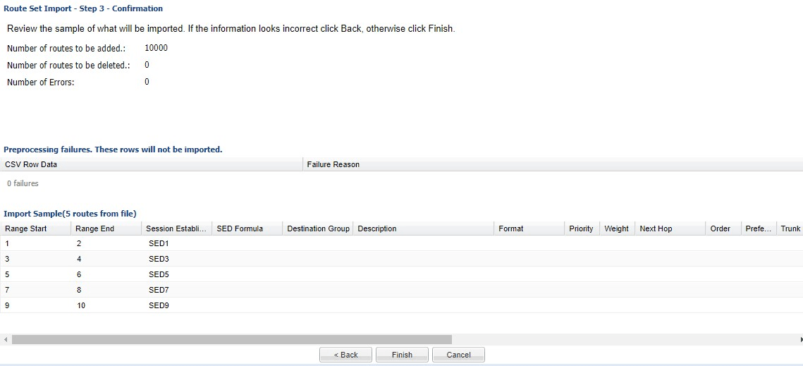 Step 3 Confirmation of the CSV file Import - With Range Start and Range End Step 3 Confirmation of the CSV file Import - With Range Start and Range End