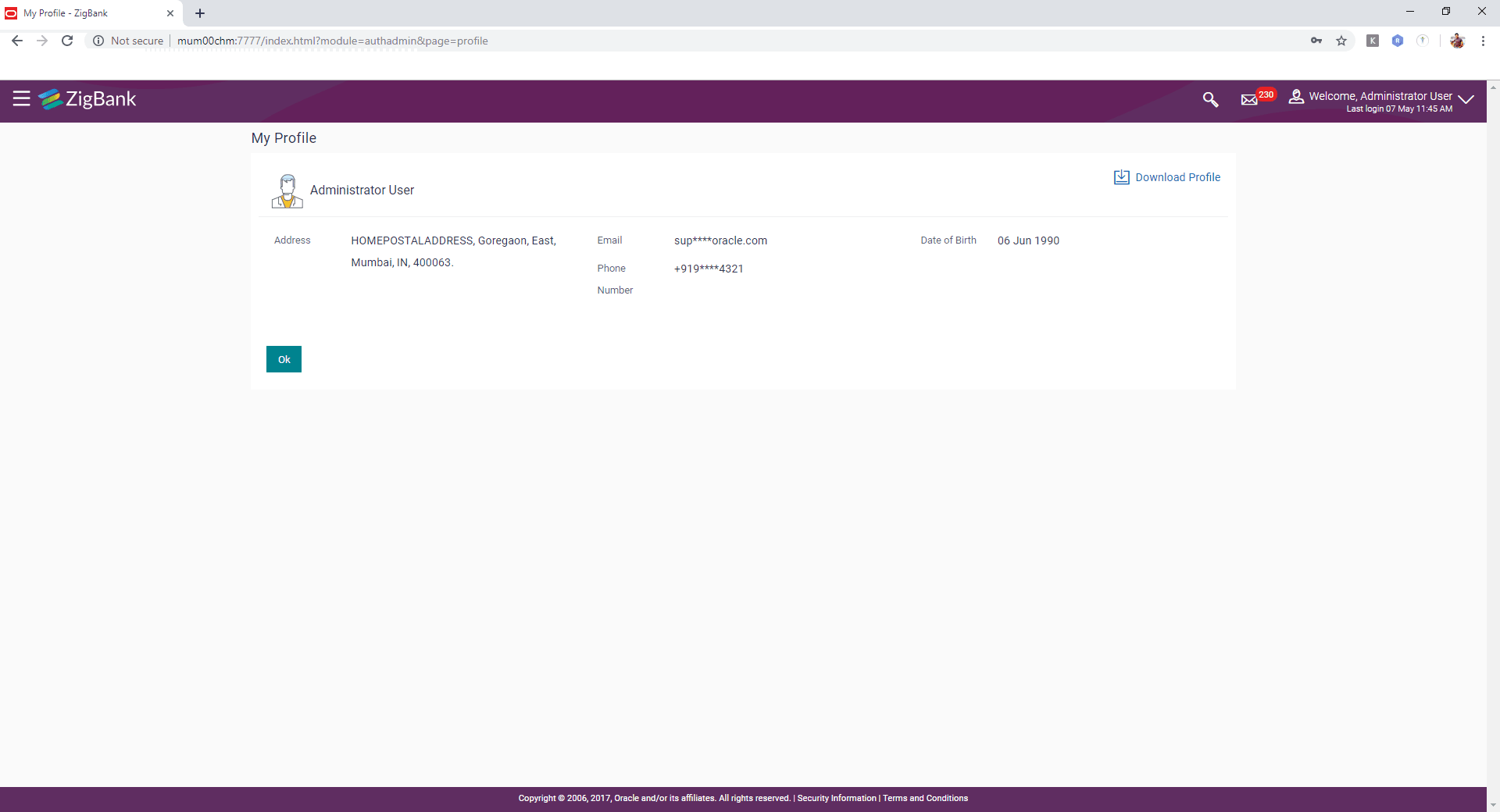User exporting the PII data User exporting the PII data