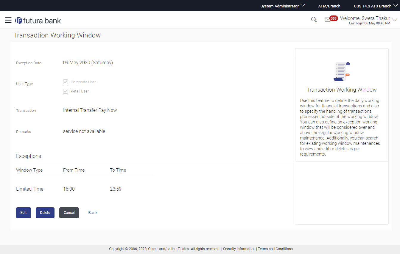 Search Exception Window- Detailed View