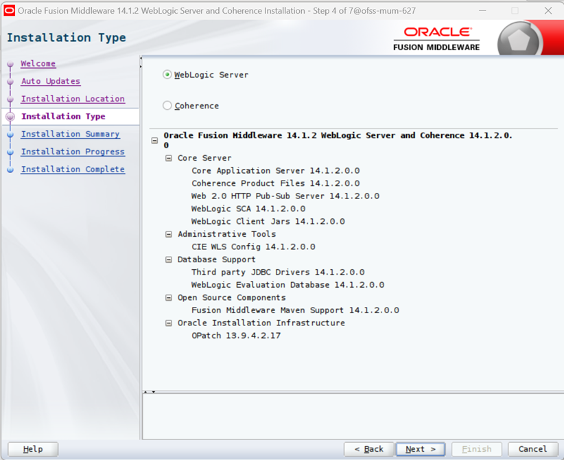 Installing Weblogic Installing Weblogic