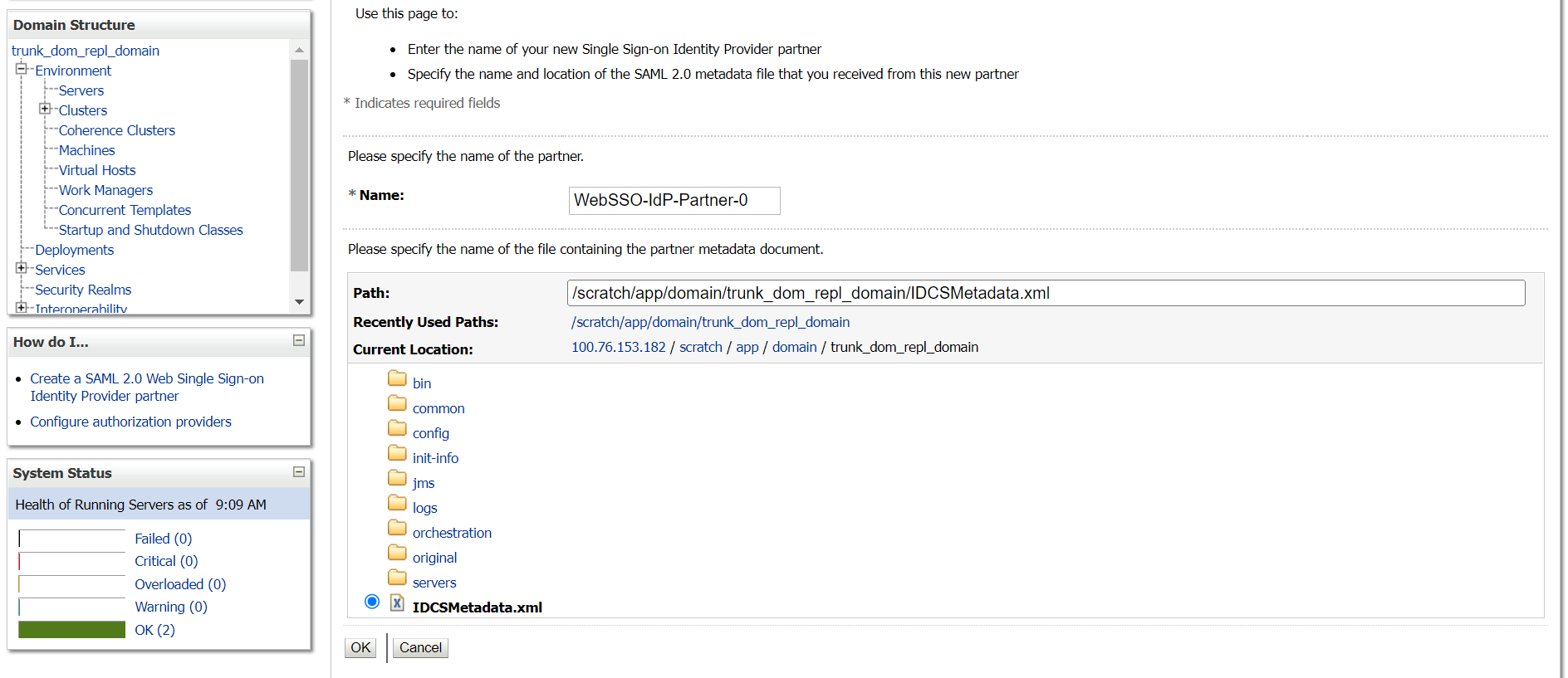 Create a SAML 2.0 Web Single Sign-on Identity Provider Partner
