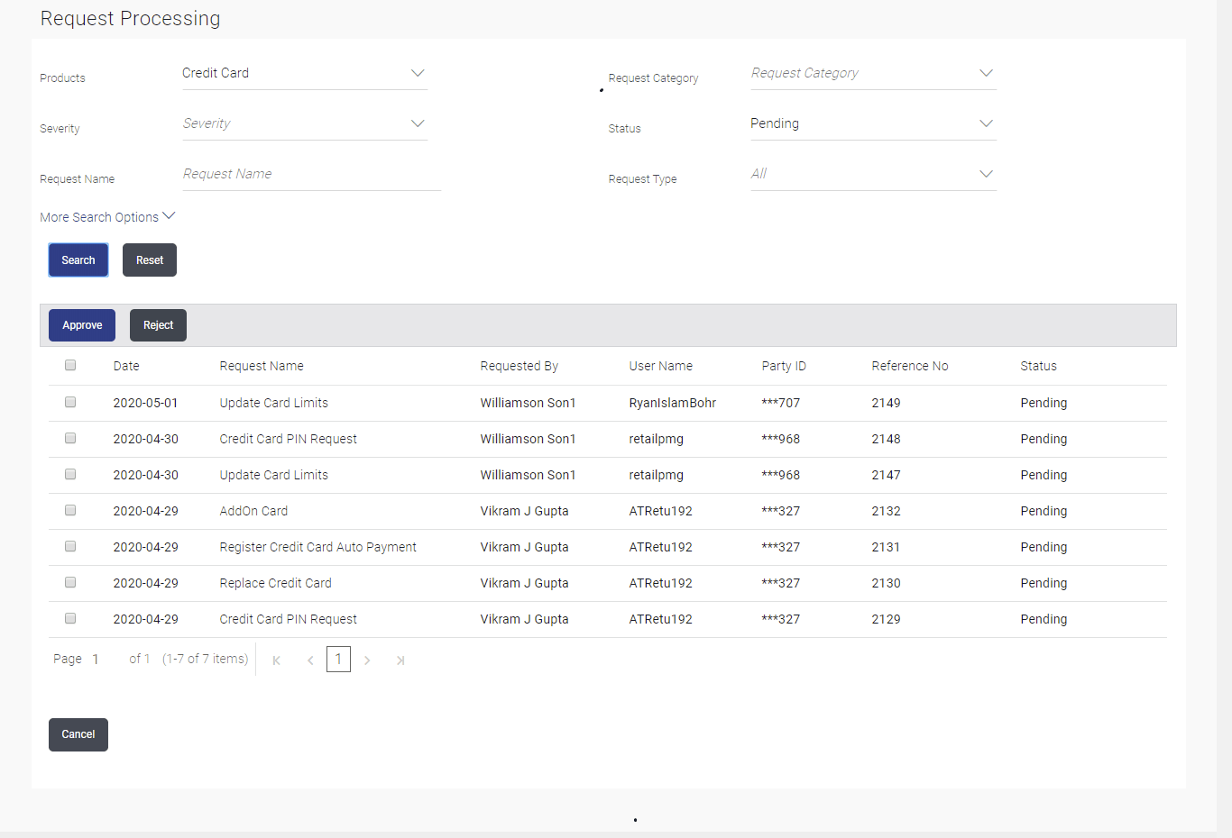 Service Request - Search Result Service Request - Search Result
