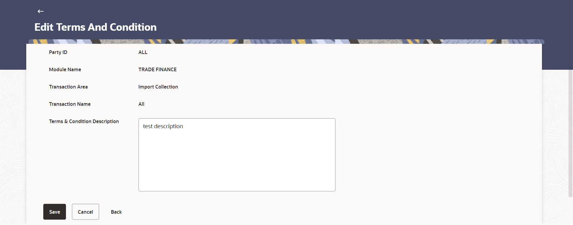 Edit Terms and Conditions