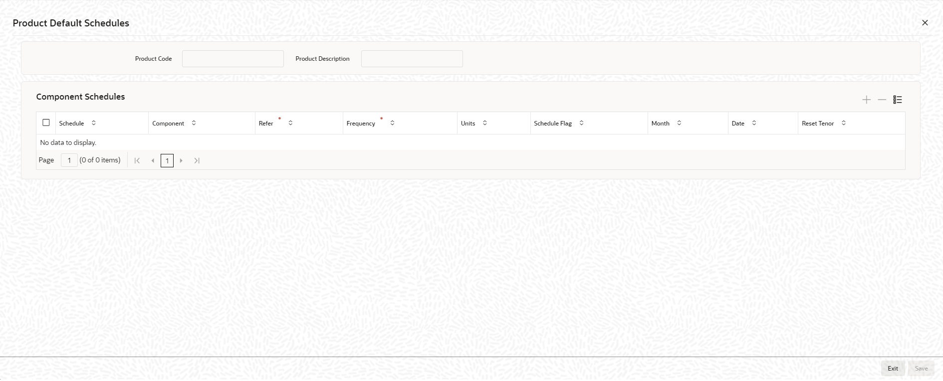Product Default Schedules