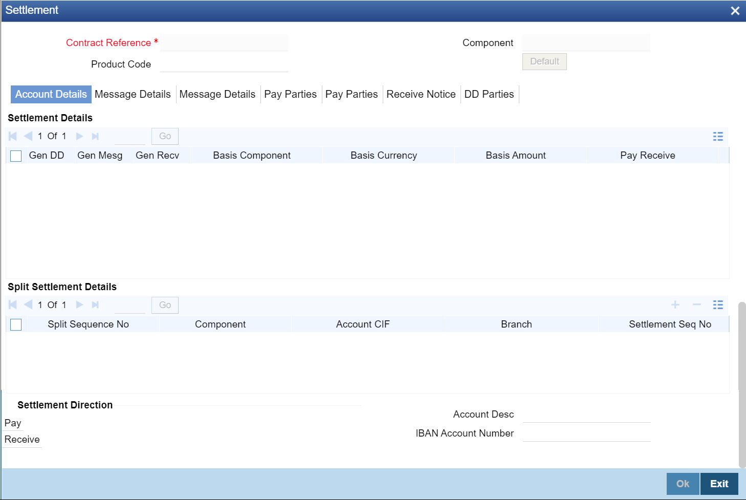 Settlement Account Details