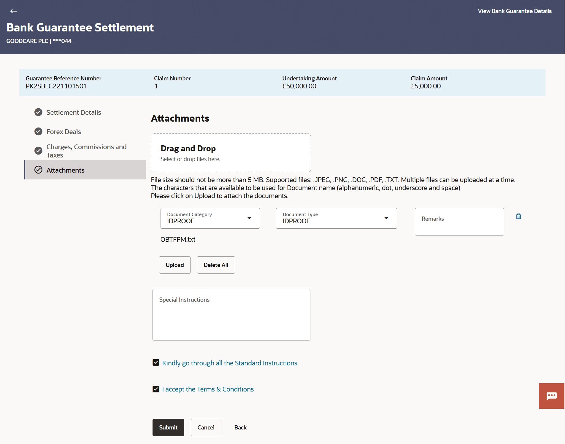 Description of bank-guarantee-settlement-attachments.png follows