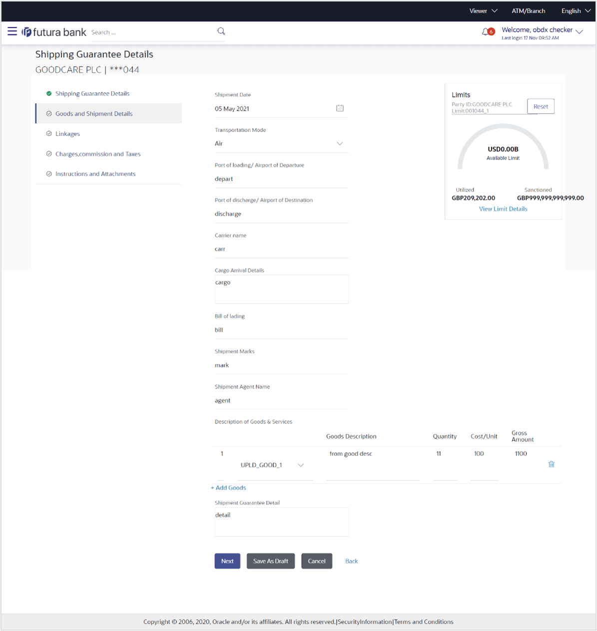 Description of initiate-shipping-guarantee-goods-and-shipment-details.png follows