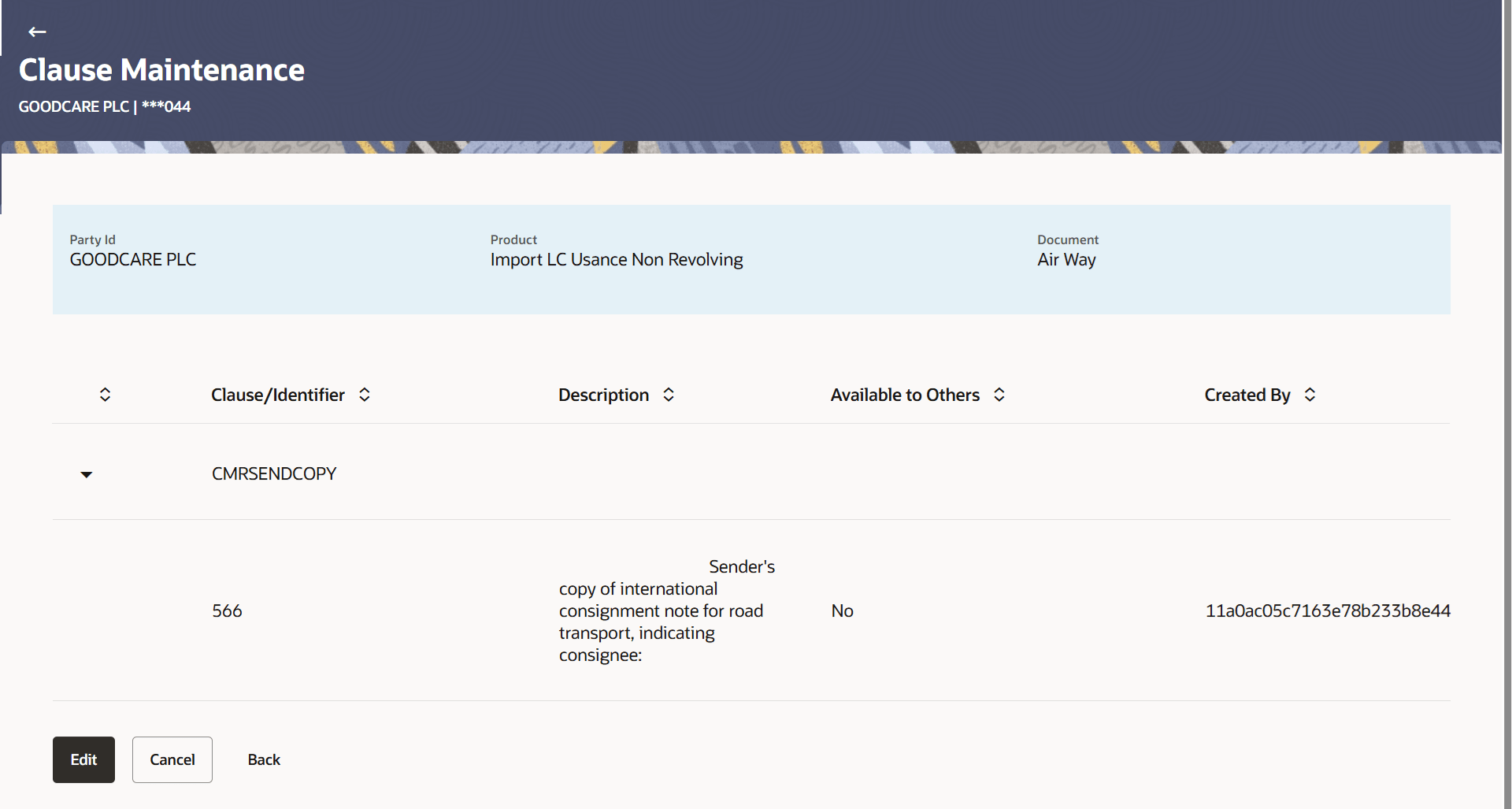 Description of clause-maintenance-view.png follows