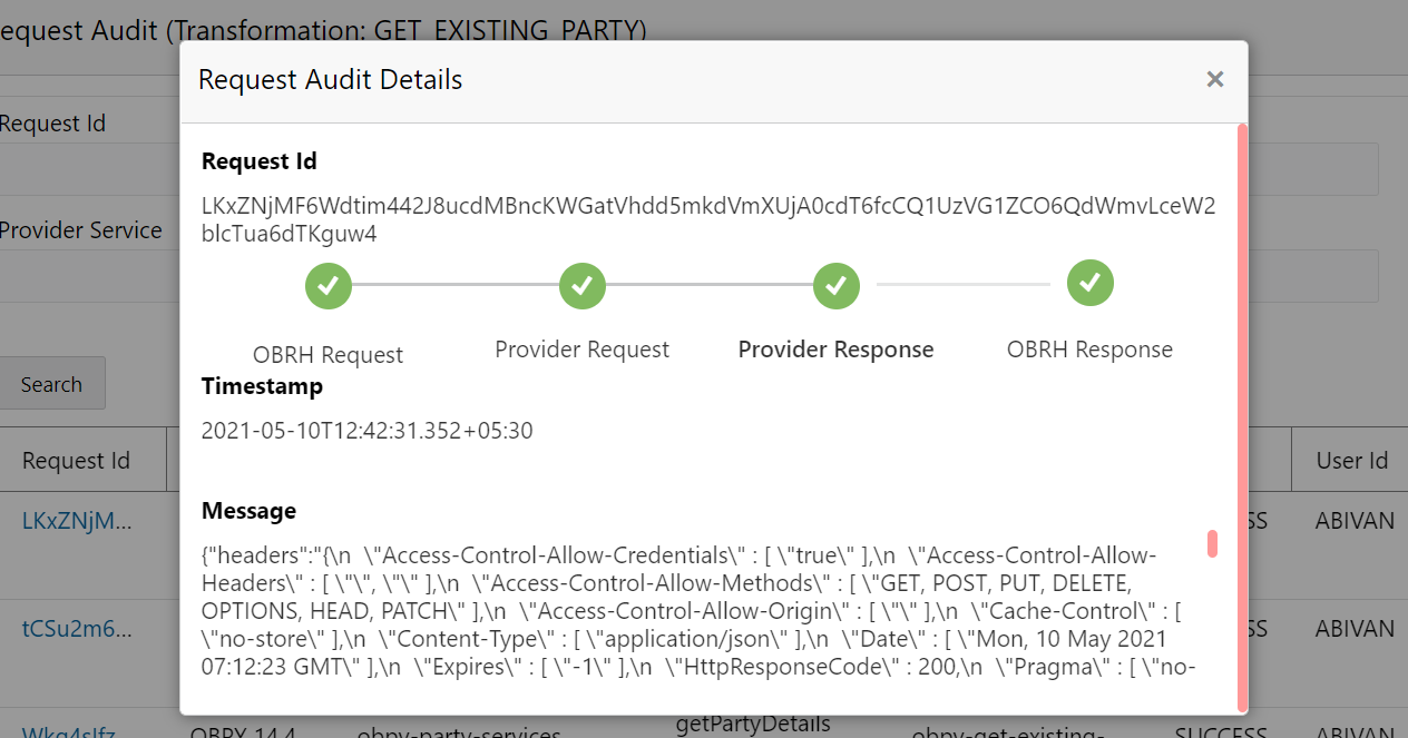 This figure displays the Request Audit Details