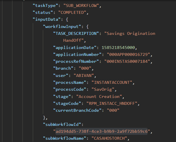 This figure displays the subWorkflowId
