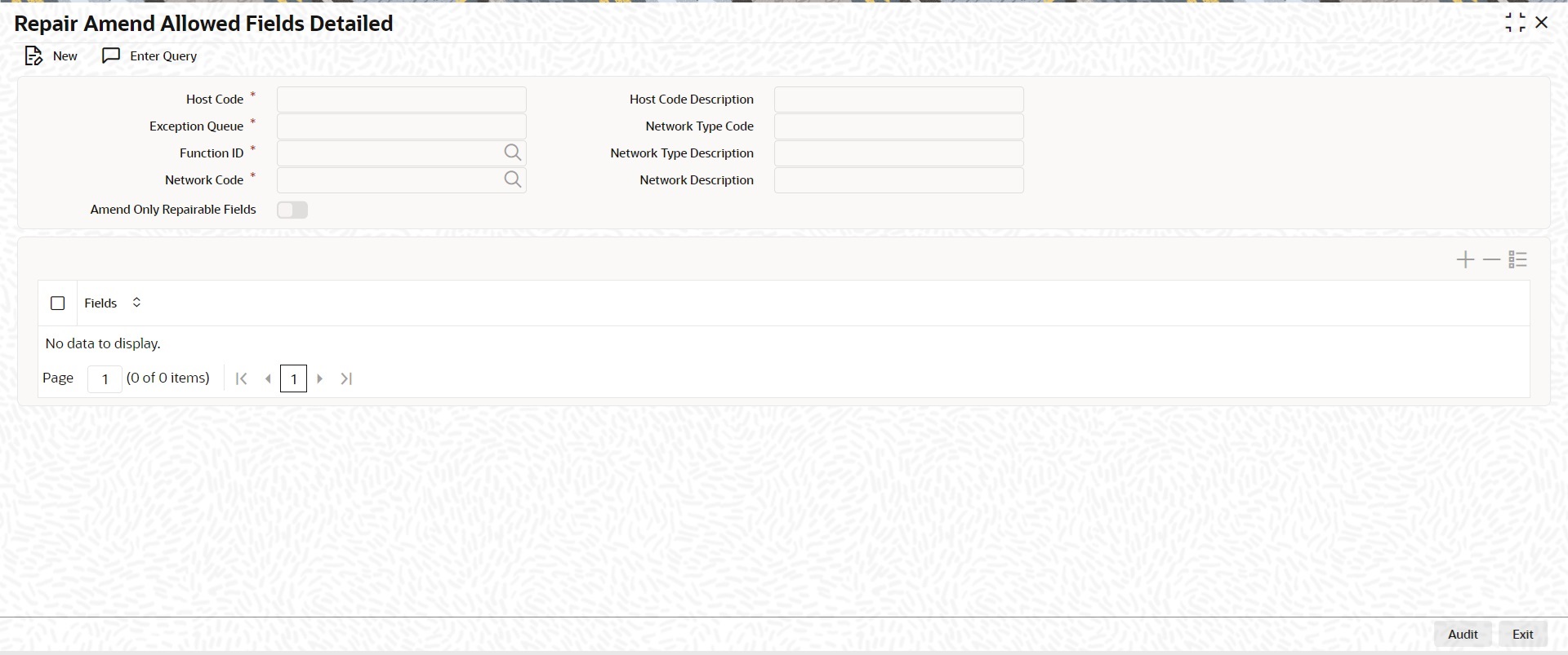 Repair Amend Allowed Fields