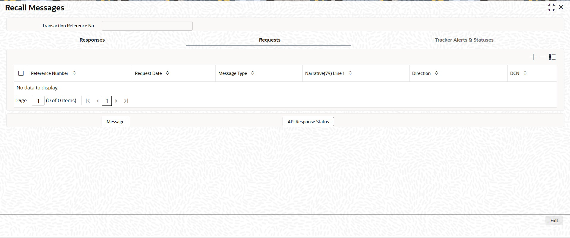 Request Tab sub-screen