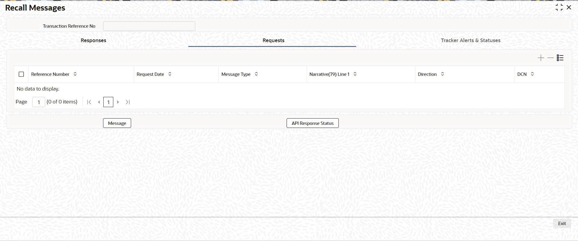 Request Tab sub-screen