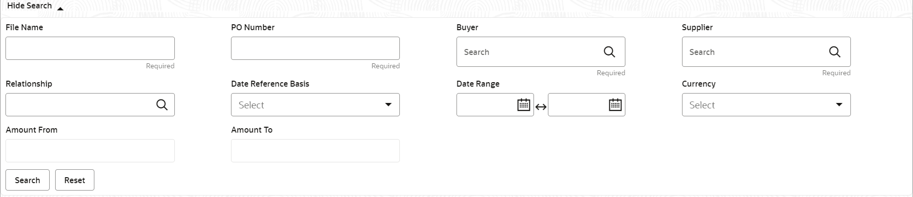 Purchase Order - Search Parameter