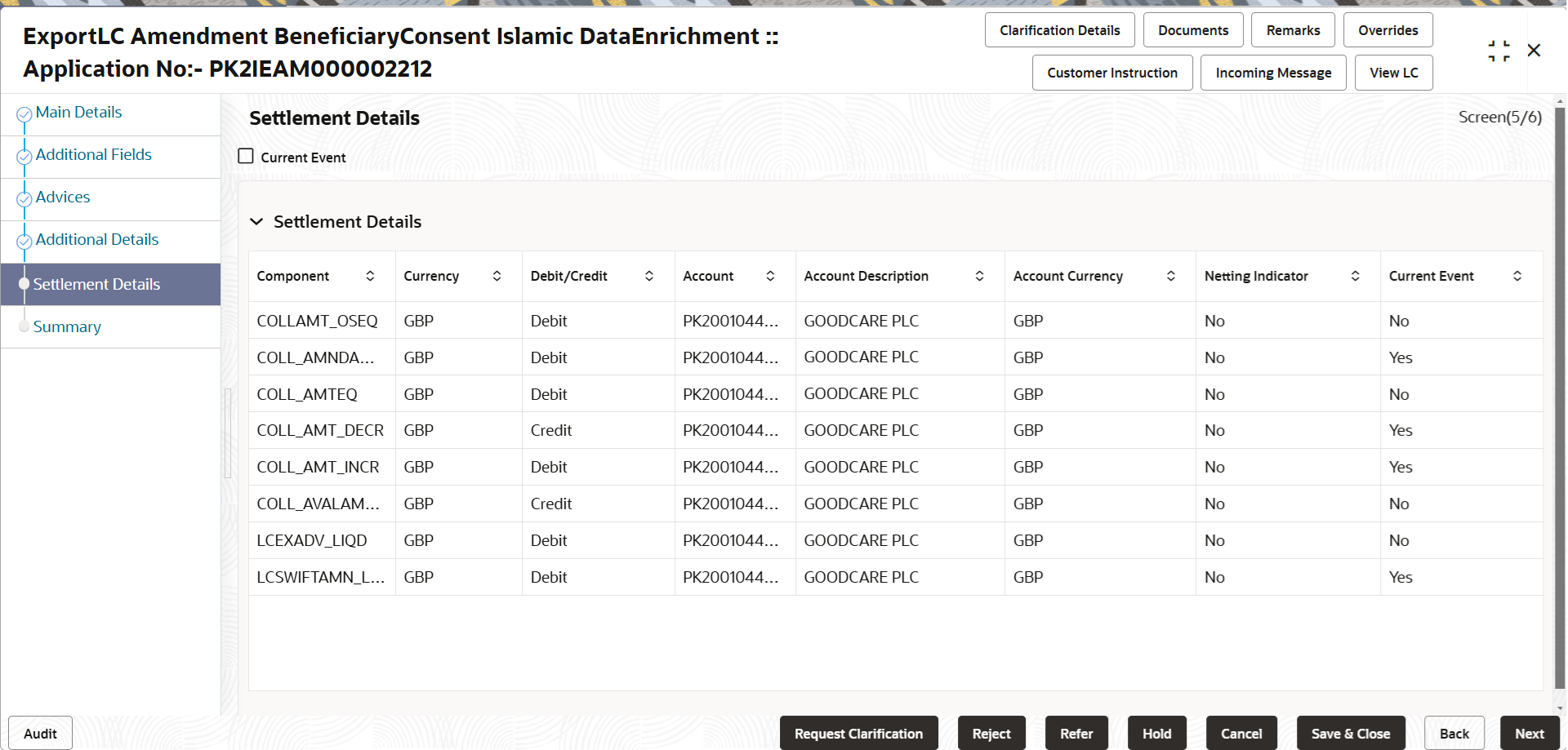 Description of desettlementdetails.png follows