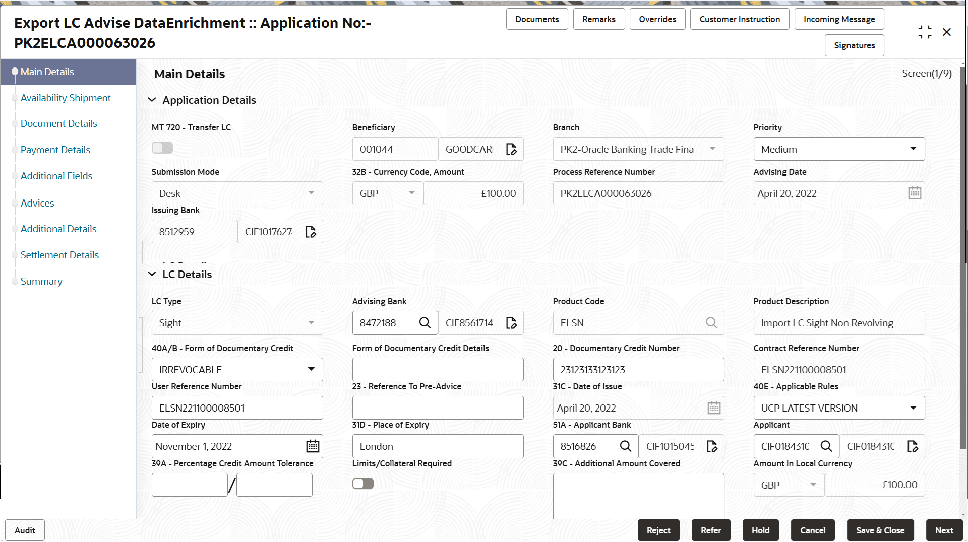 Description of demainapplicationdetails.png follows