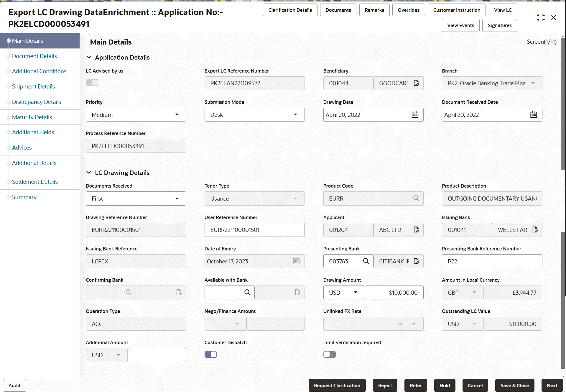 Description of demainapplicationdetails.png follows
